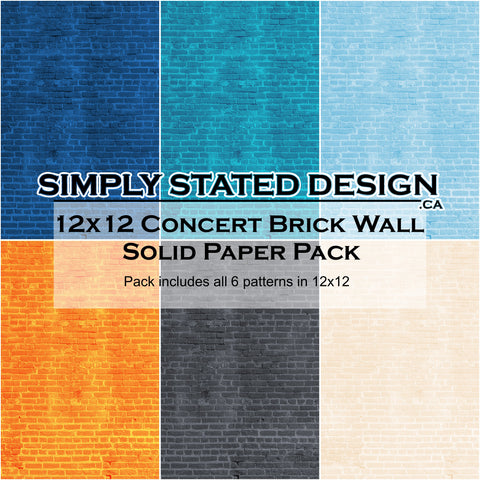 Concert Brick Wall 12x12 Solid Paper Pack