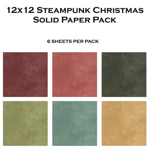 Steampunk Christmas 12x12 Solid Paper Pack