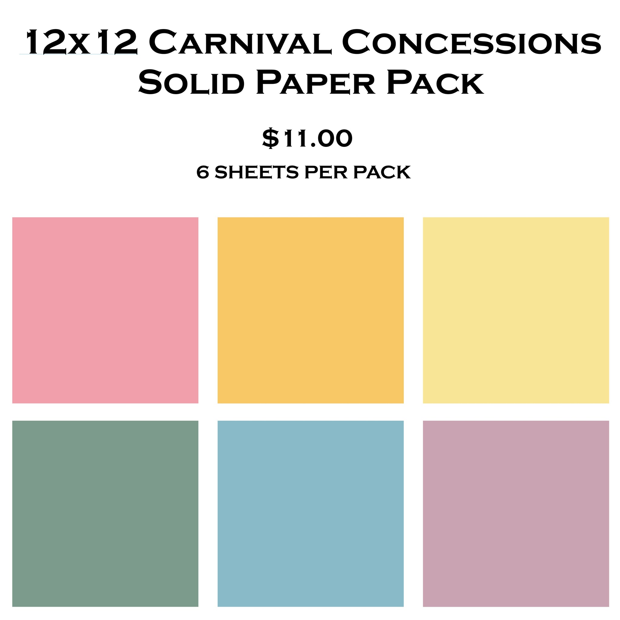 Carnival Concessions 12x12 Solid Paper Pack