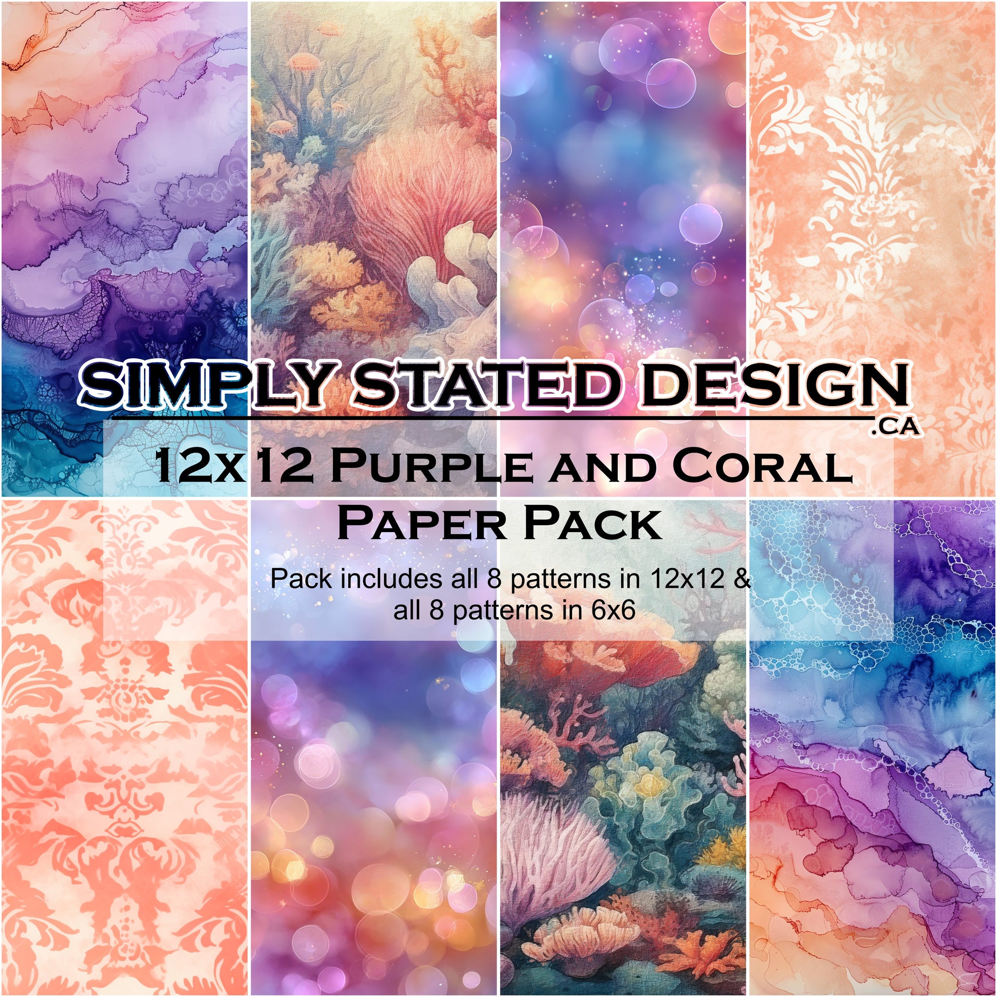 Purple & Coral 12x12 Paper Pack