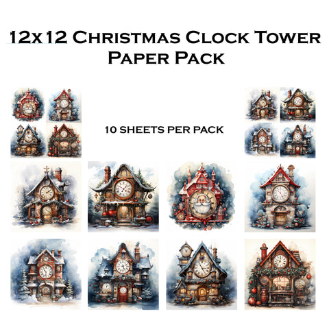 Christmas Clock Tower 12x12 Paper Pack