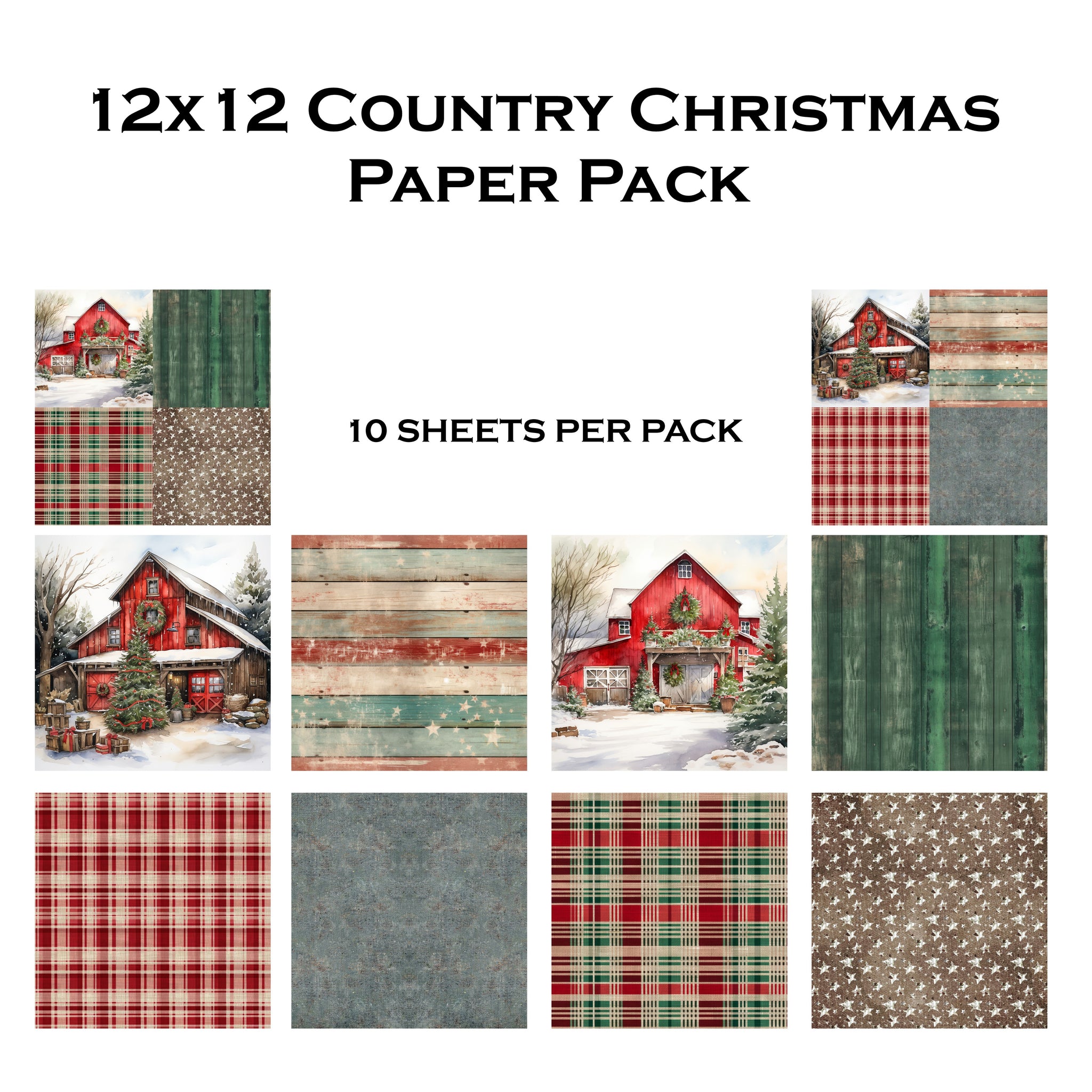 Country Christmas 12x12 Paper Pack