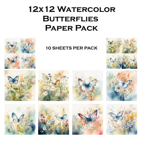 Watercolor Butterflies 12x12 Paper Pack