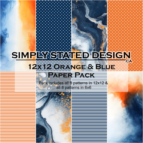 Orange & Blue 12x12 Paper Pack