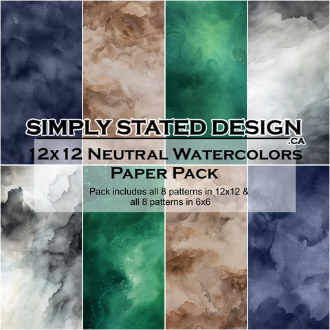 Neutral Watercolors 12x12 Paper Pack