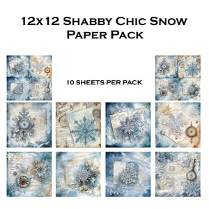 Shabby Chic Snow 12x12 Paper Pack