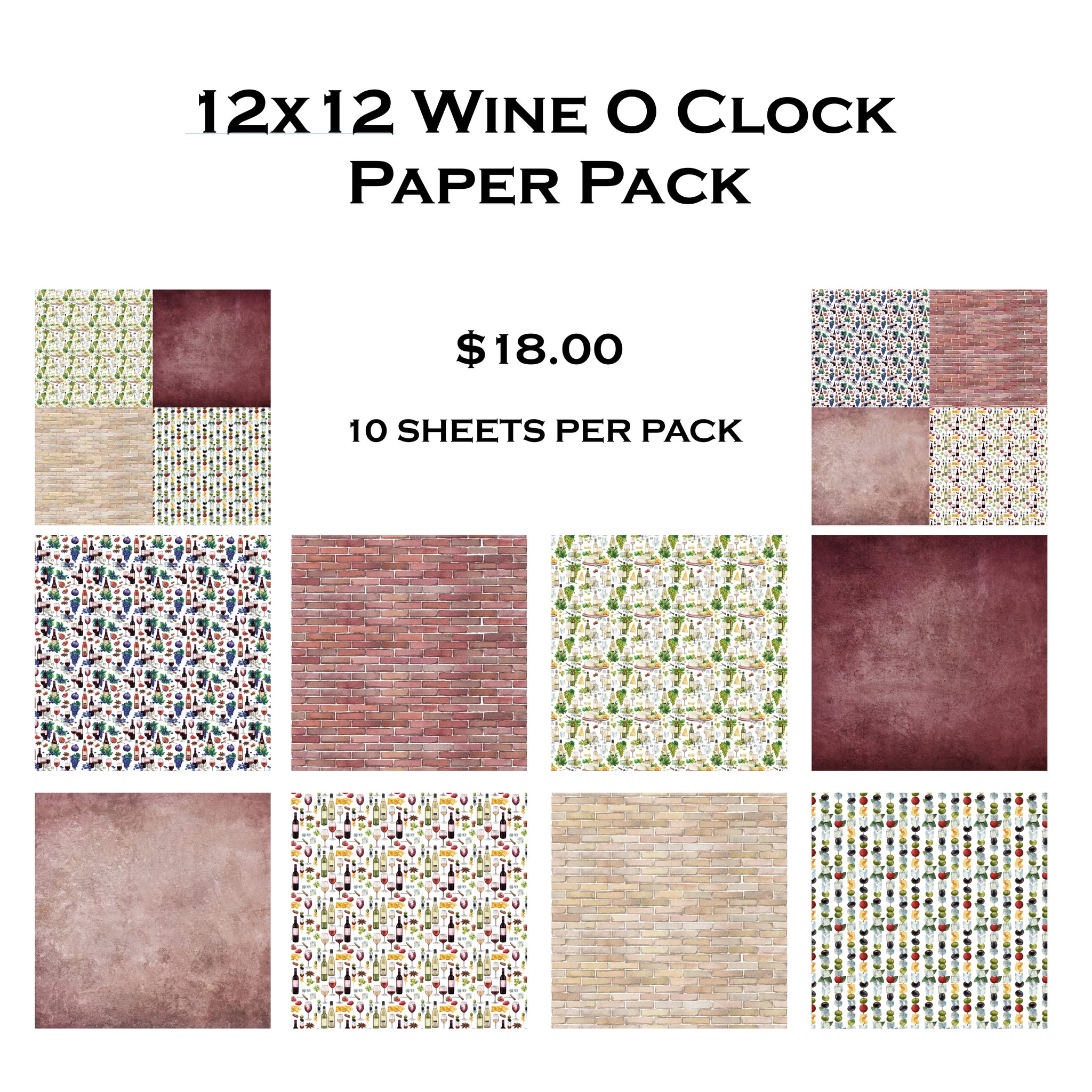 Wine O Clock 12x12 Paper Pack