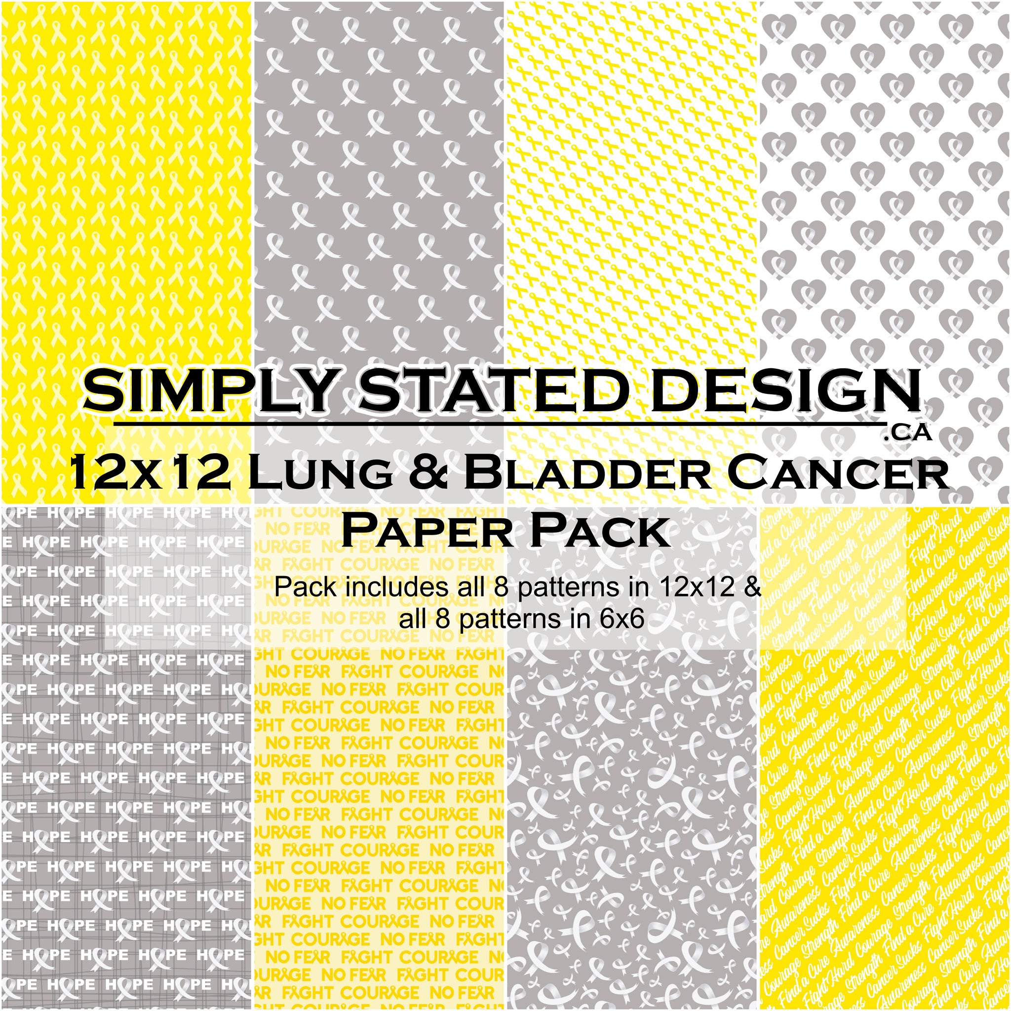 Bladder & Lung Cancer 12x12 Paper Pack