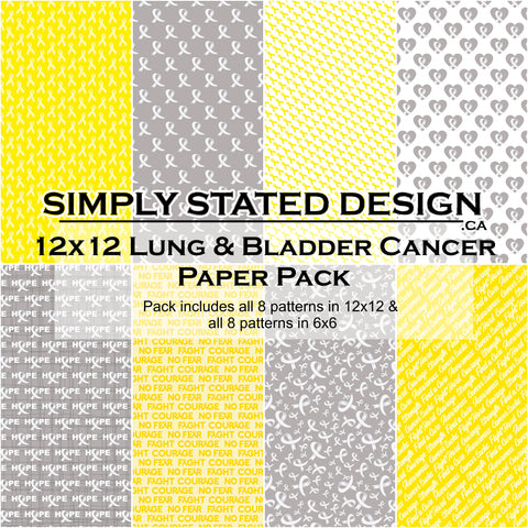 Bladder & Lung Cancer 12x12 Paper Pack