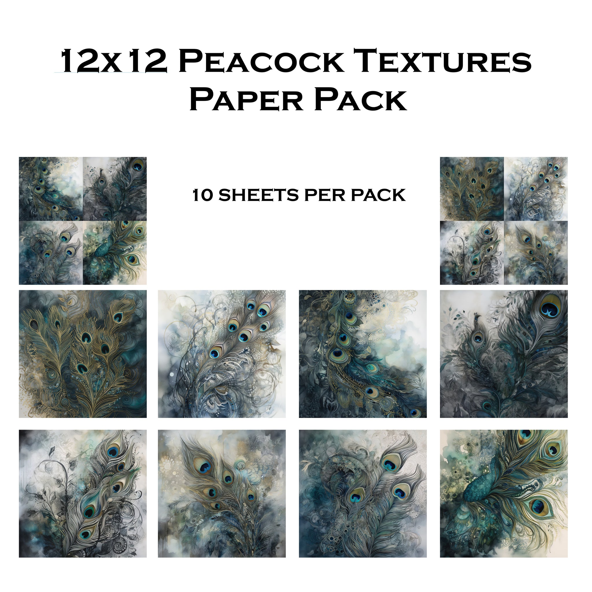 Peacock Textures 12x12 Paper Pack