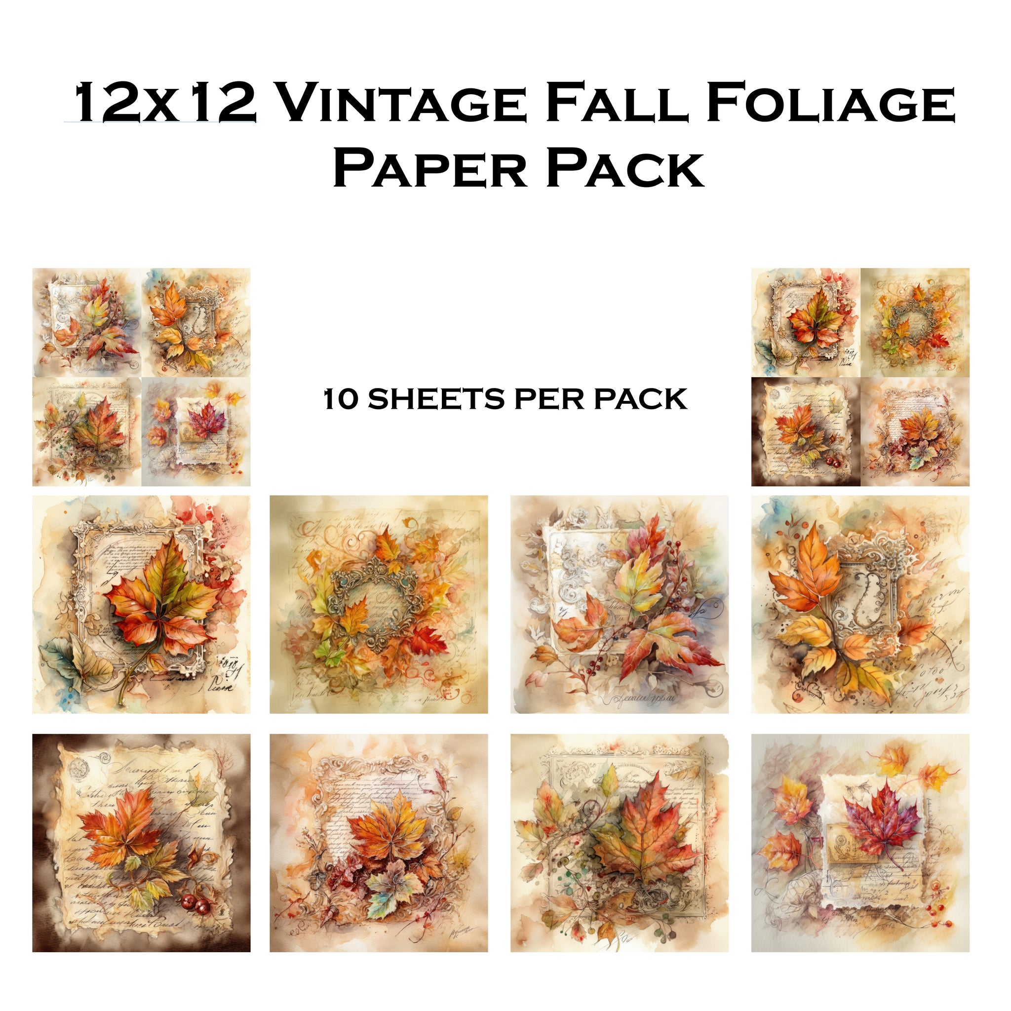 Vintage Fall Foliage 12x12 Paper Pack