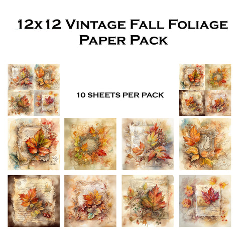 Vintage Fall Foliage 12x12 Paper Pack