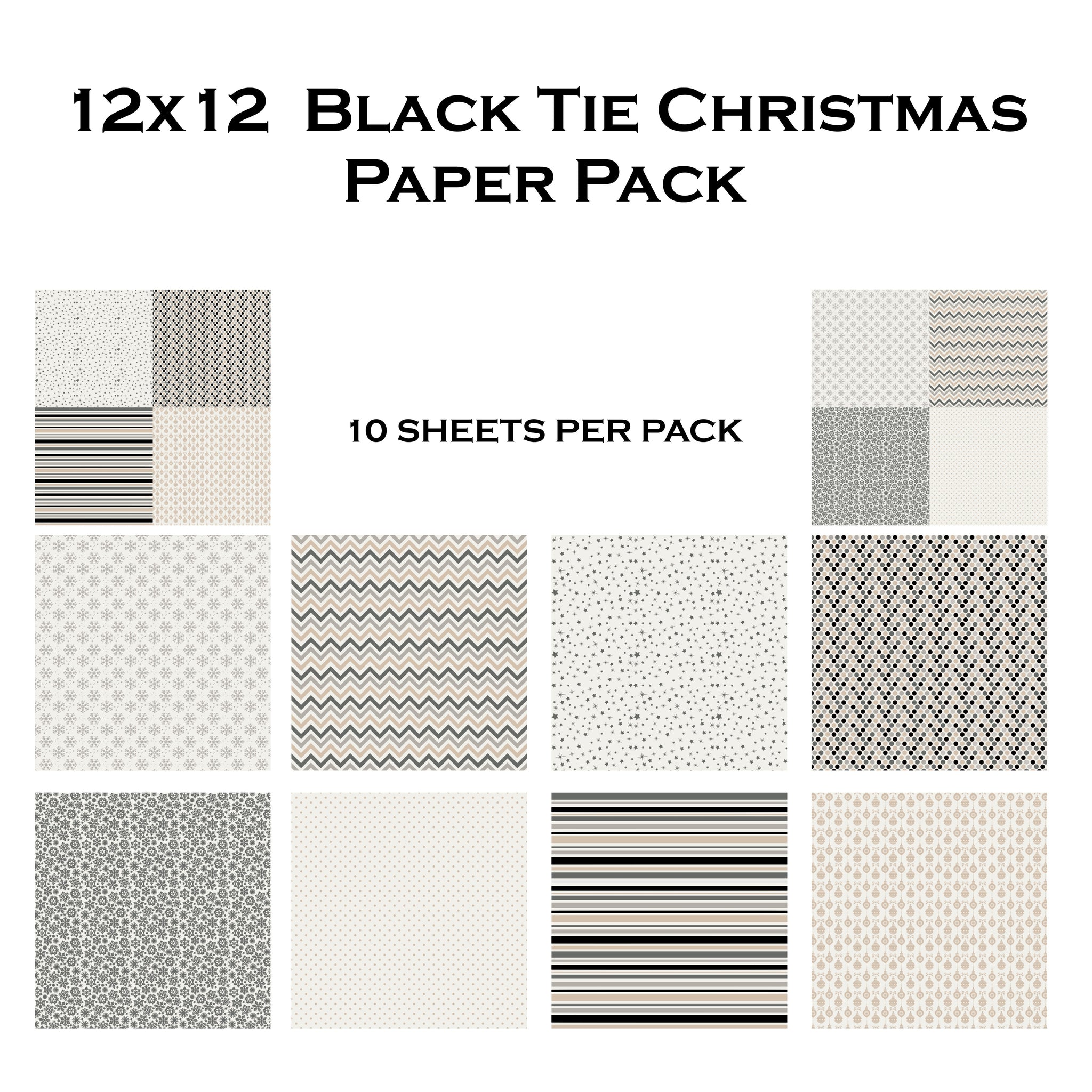 Black Tie Christmas 12x12 Paper Pack