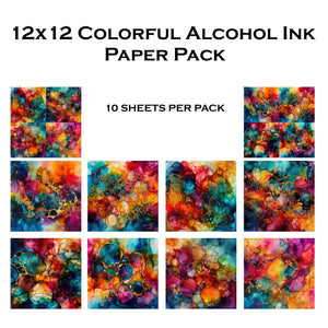 Colorful Alcohol Ink 12x12 Paper Pack