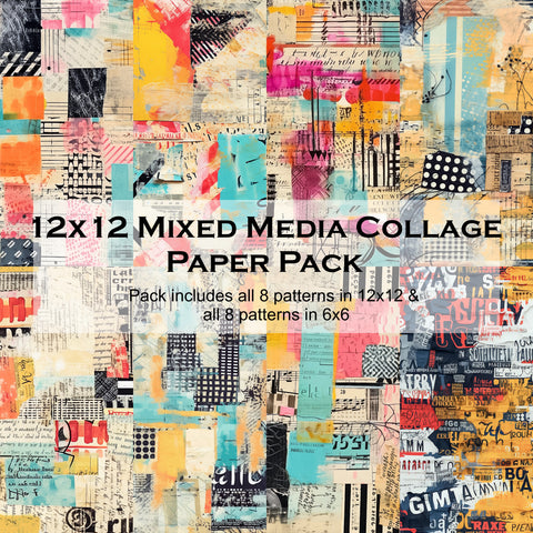 Mixed Media Collage 12x12 Paper Pack