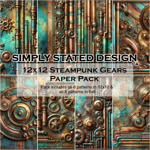 Steampunk Gears 12x12 Paper Pack