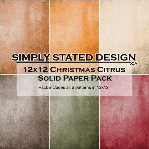 Christmas Citrus 12x12 Solid Paper Pack