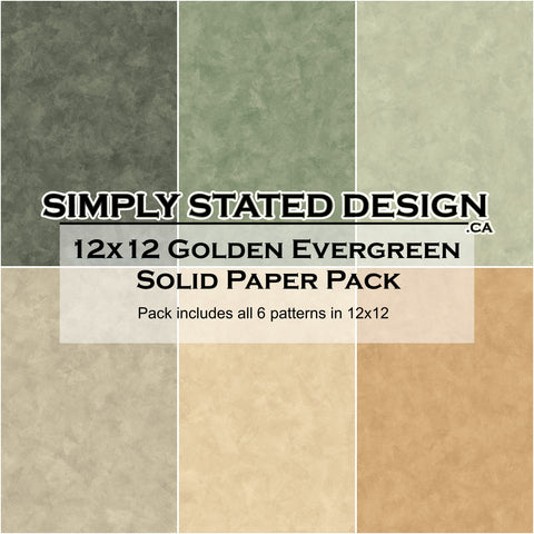 Golden Evergreen12x12 Solid Paper Pack