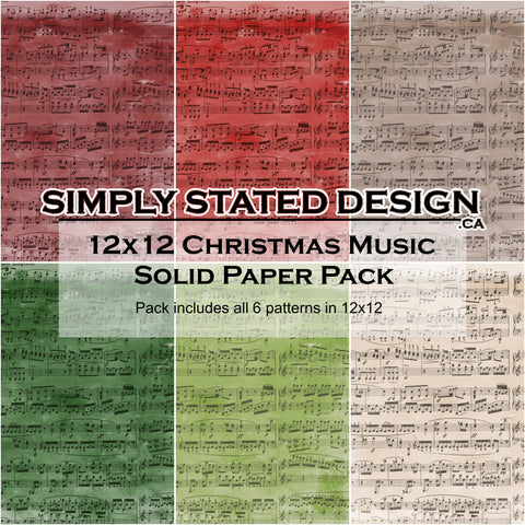 Christmas Music 12x12 Solid Paper Pack