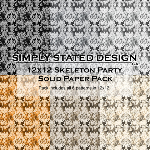Skeleton Party 12x12 Solid Paper Pack