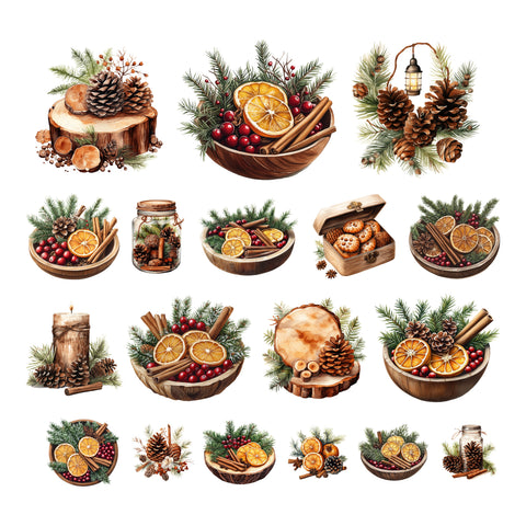 Christmas Citrus Pinecone Ephemera