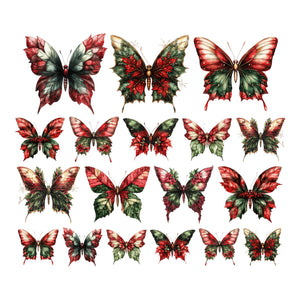 Victorian Christmas Poinsettia Butterflies Ephemera
