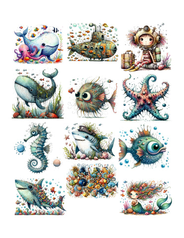 Quirky Water Animals Ephemera Pack