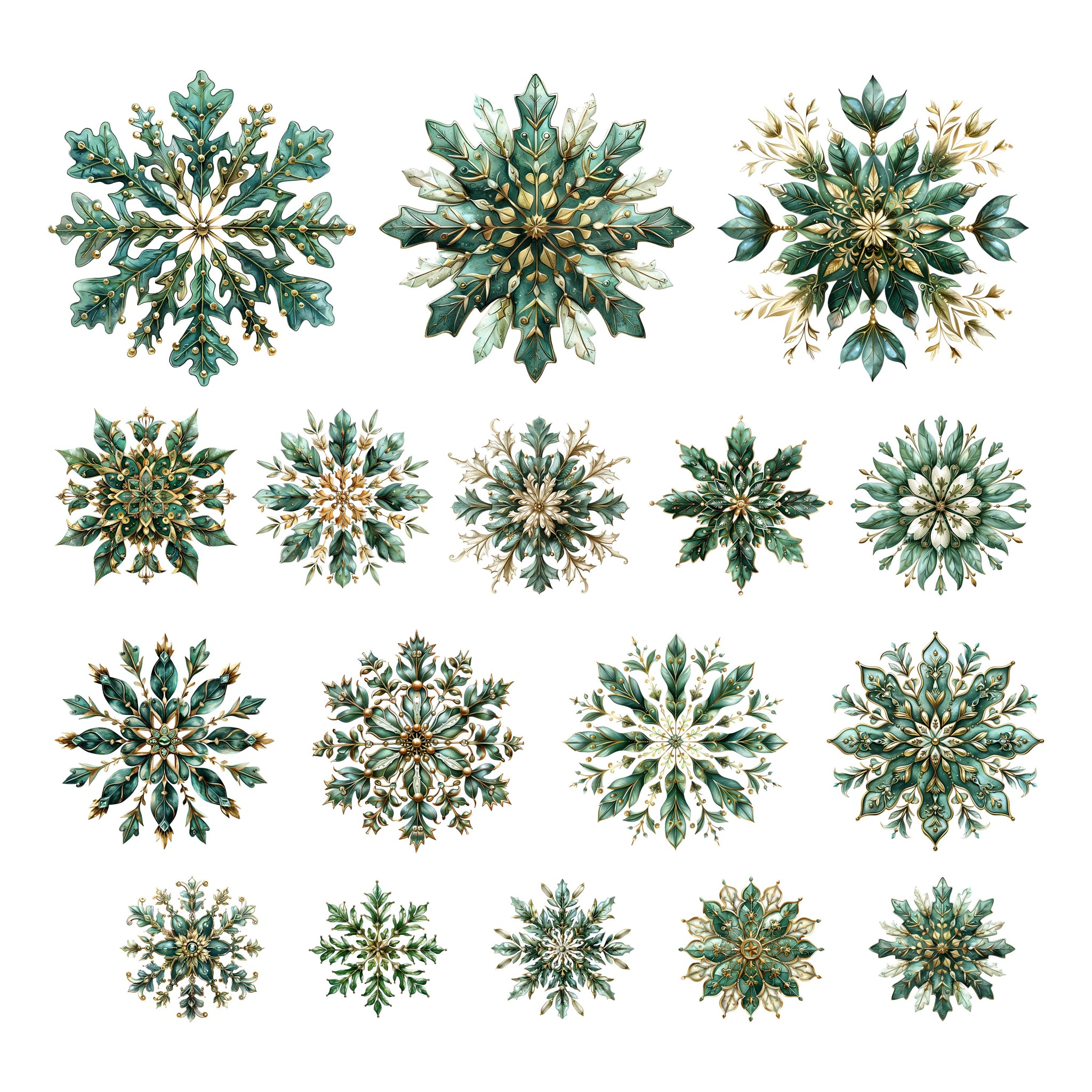 Golden Evergreen Snowflakes Ephemera