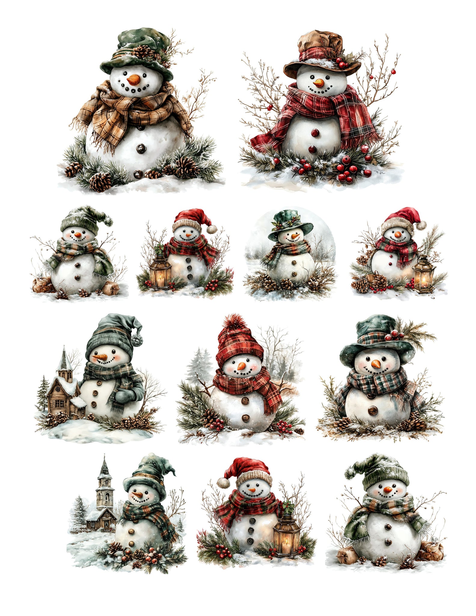 Victorian Christmas Snowman Ephemera