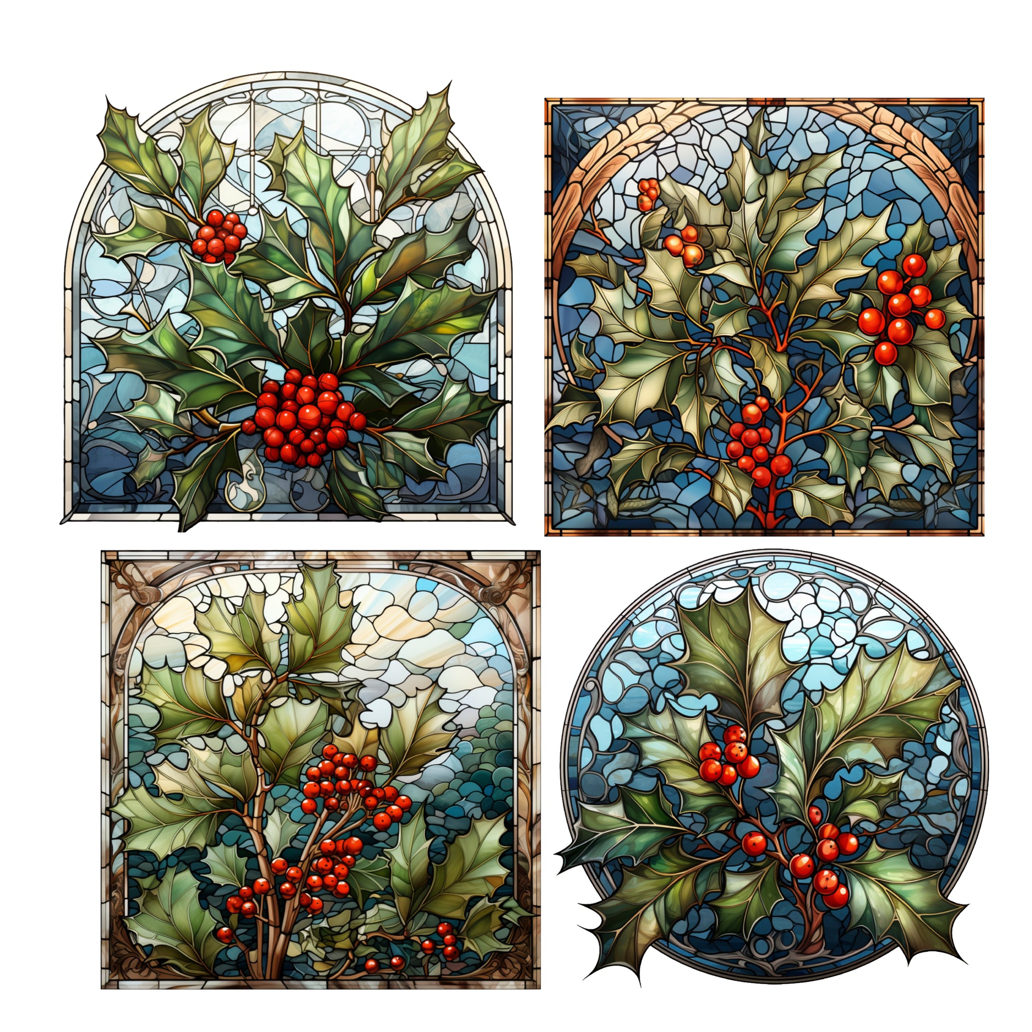 Stained Glass Holly XL Ephemera Pack