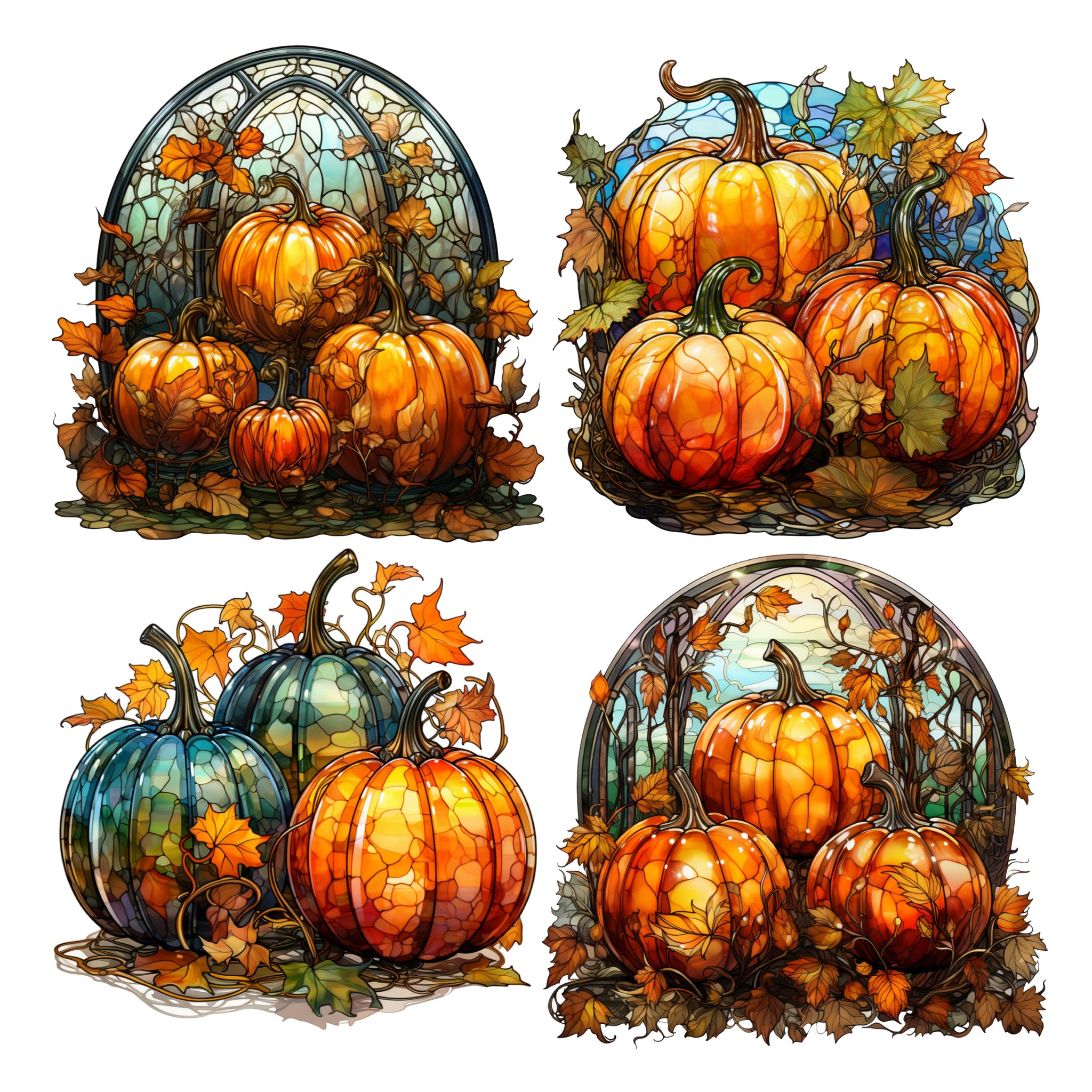 Stained Glass Pumpkins XL Ephemera Pack