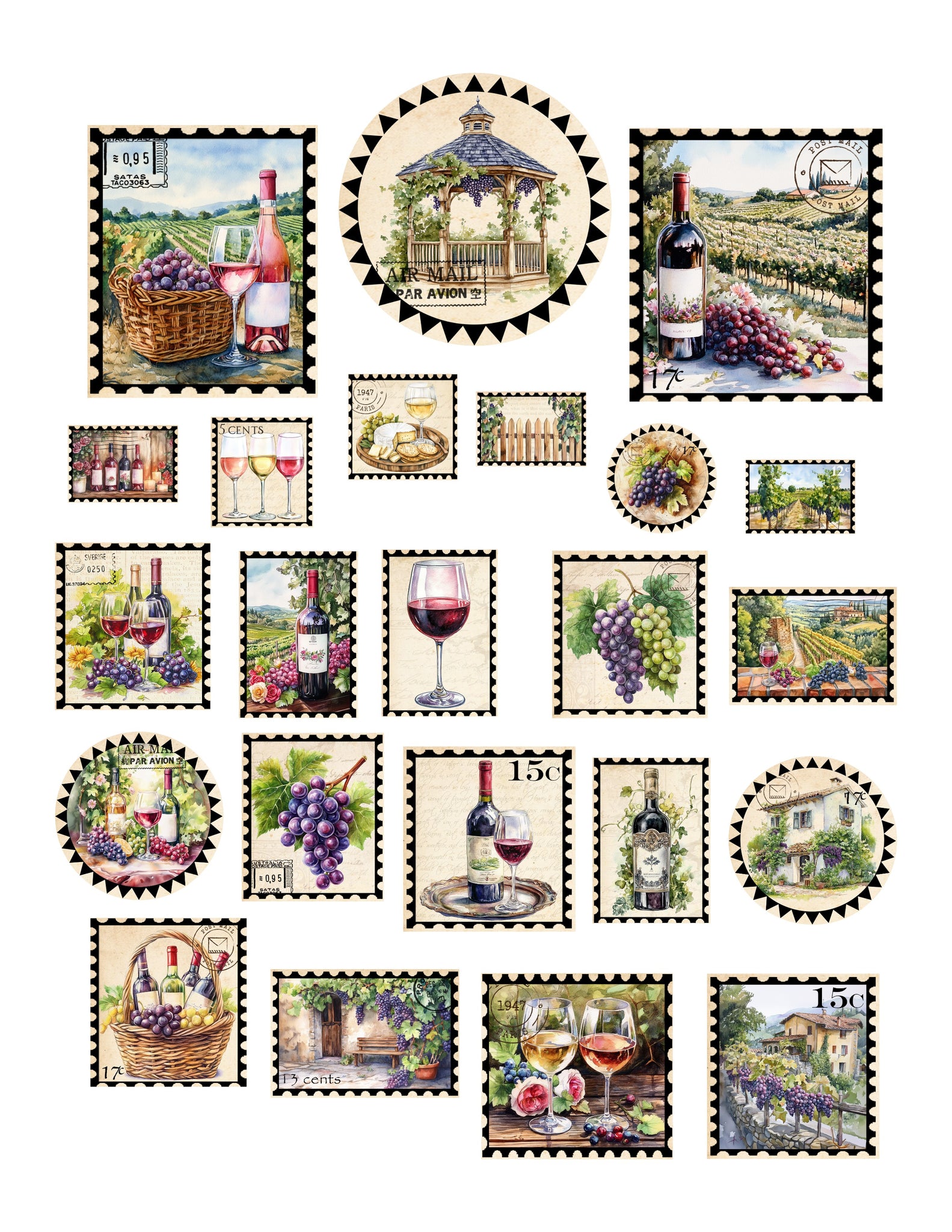 Wine Country Stamps Ephemera