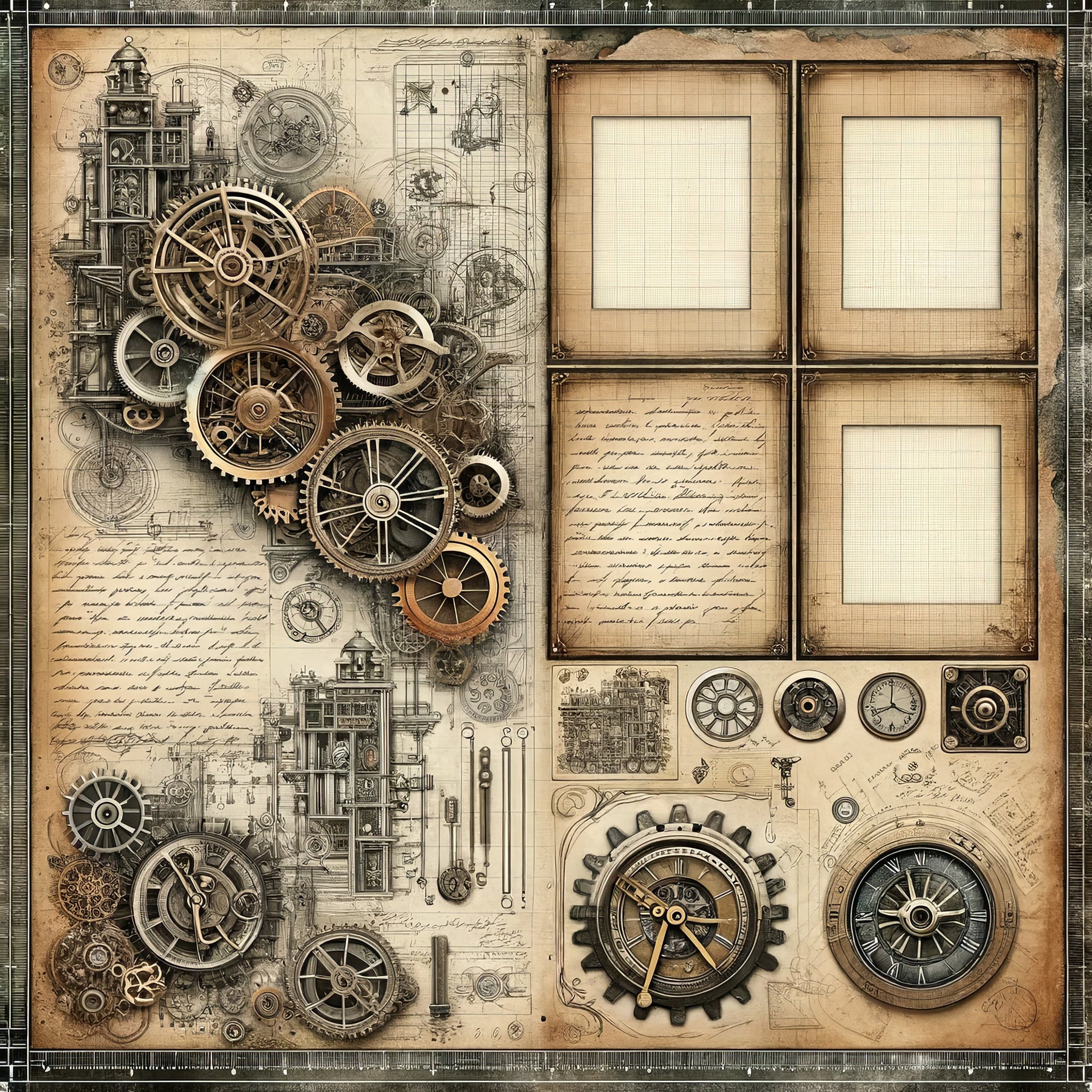 Steampunk Blueprint Paper 6