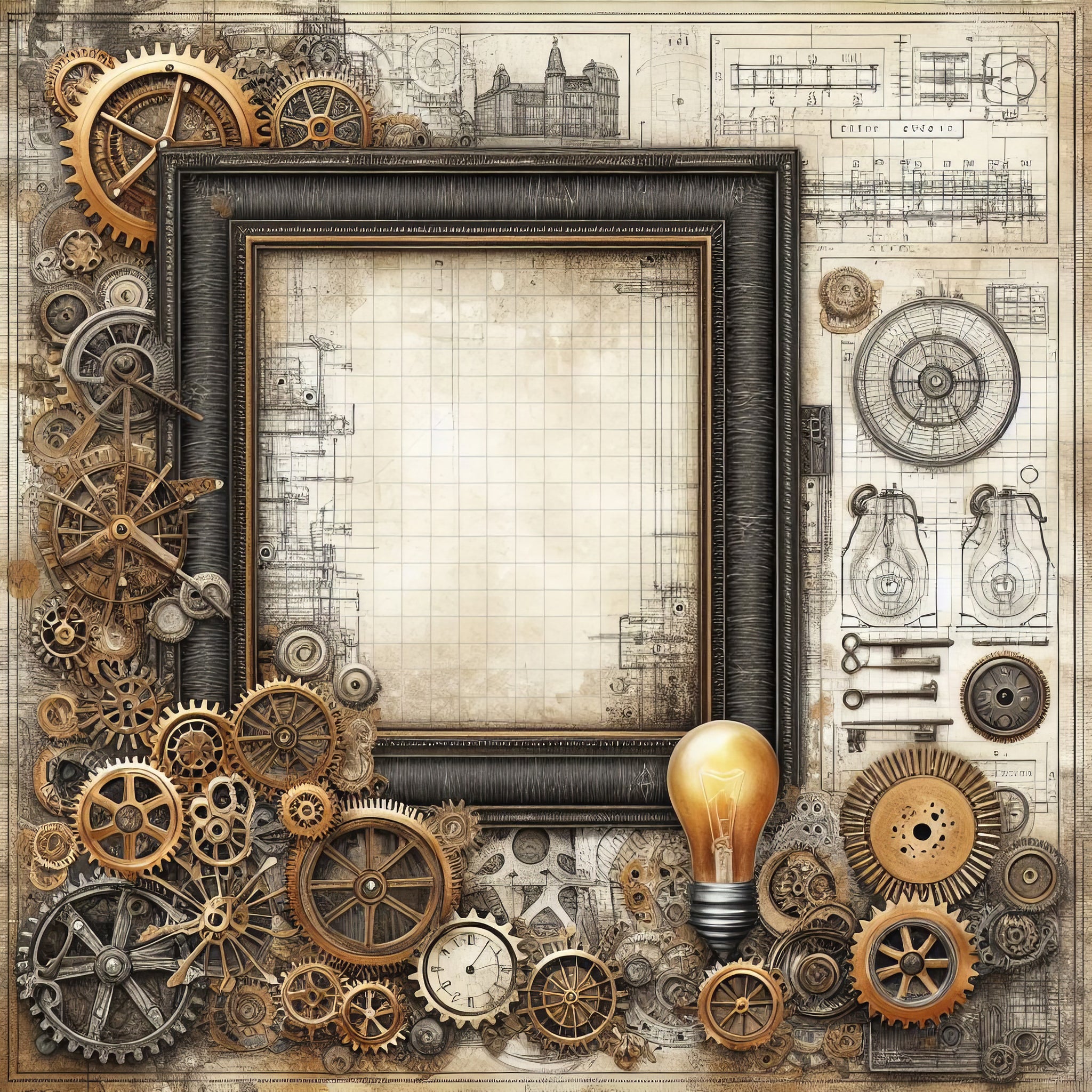 Steampunk Blueprint Paper 5