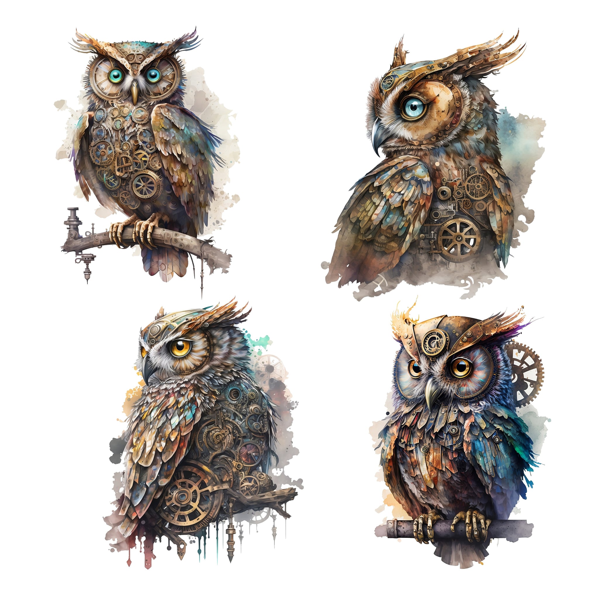 Steampunk Owls XL Ephemera Pack