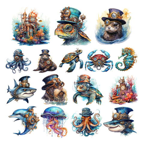 Steampunk Ocean Life Ephemera Pack