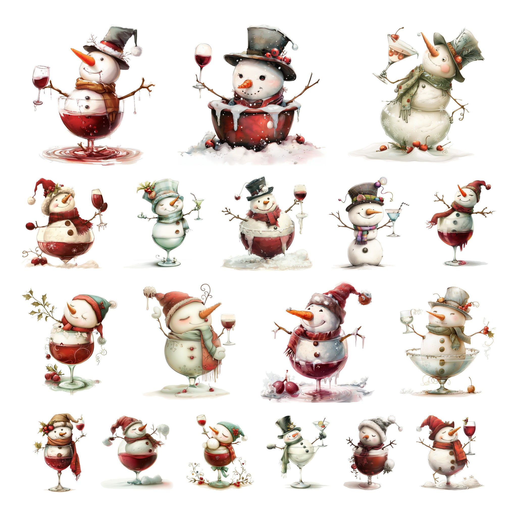 Tipsy Snowman Ephemera Pack