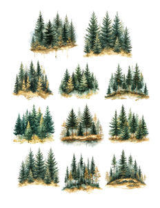 Golden Evergreen Trees Ephemera