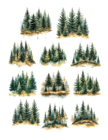 Golden Evergreen Trees Ephemera