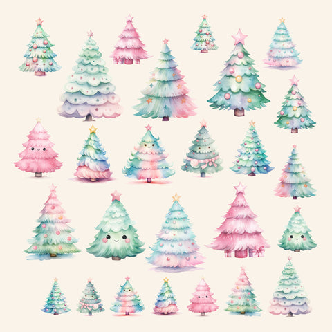 Cotton Candy Christmas Trees Ephemera