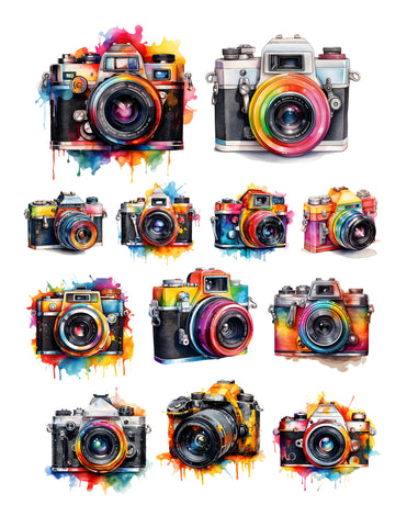 Watercolor Cameras Ephemera Pack