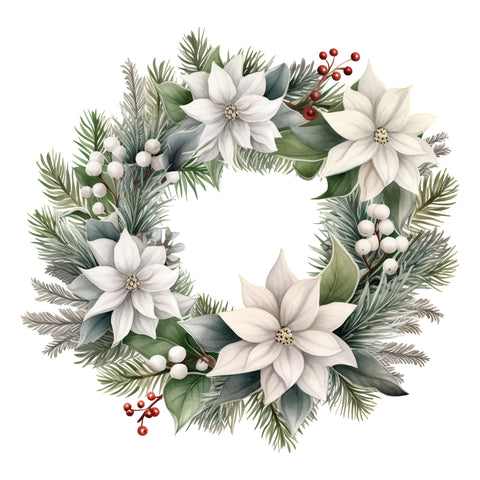 White Christmas 12x12 Die Cut Wreath