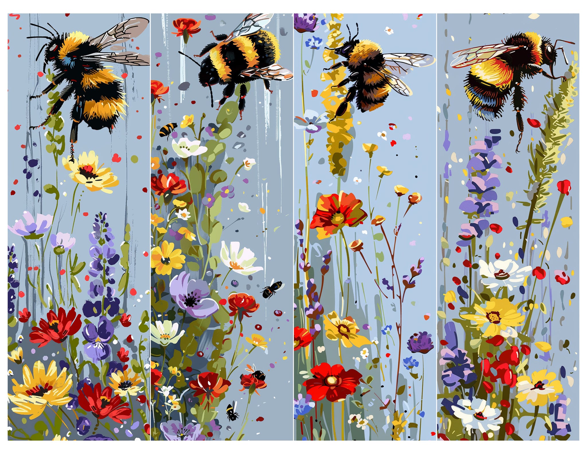Wildflower Bees Bookmark Sheet