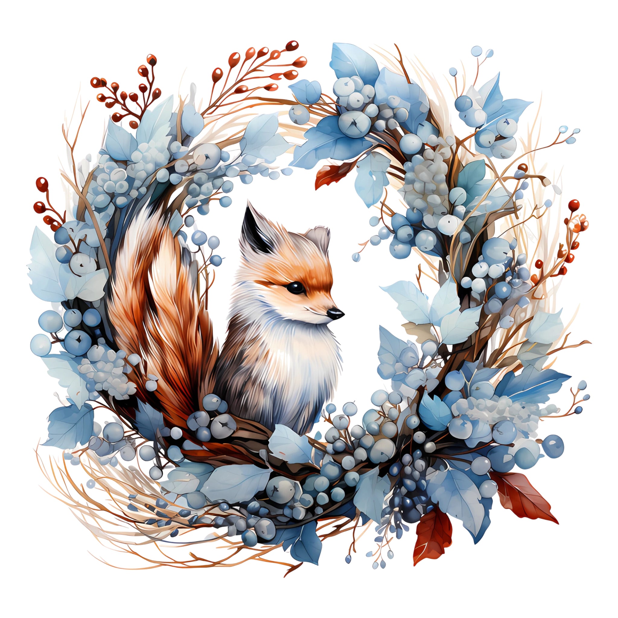 Winter Fox 12x12 Die Cut Wreath