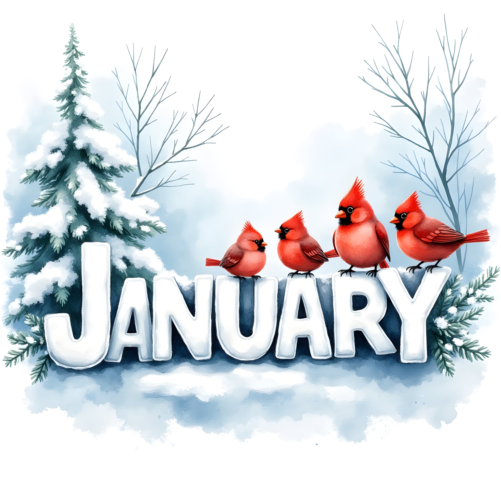 Woodland Calendar January Paper