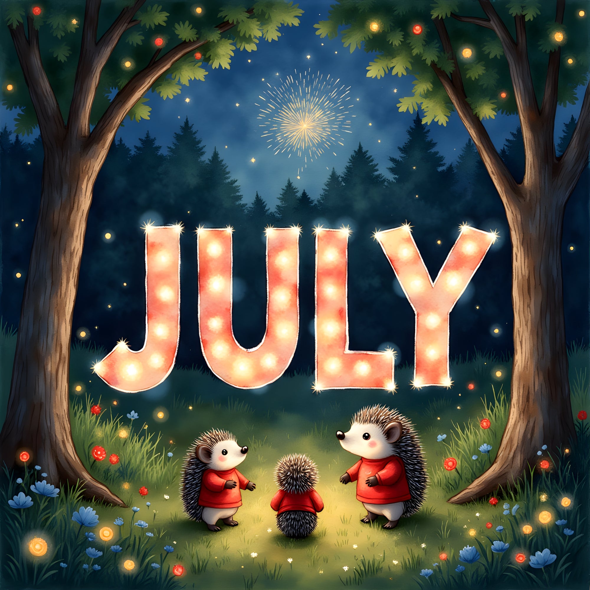 Woodland Calendar July Paper