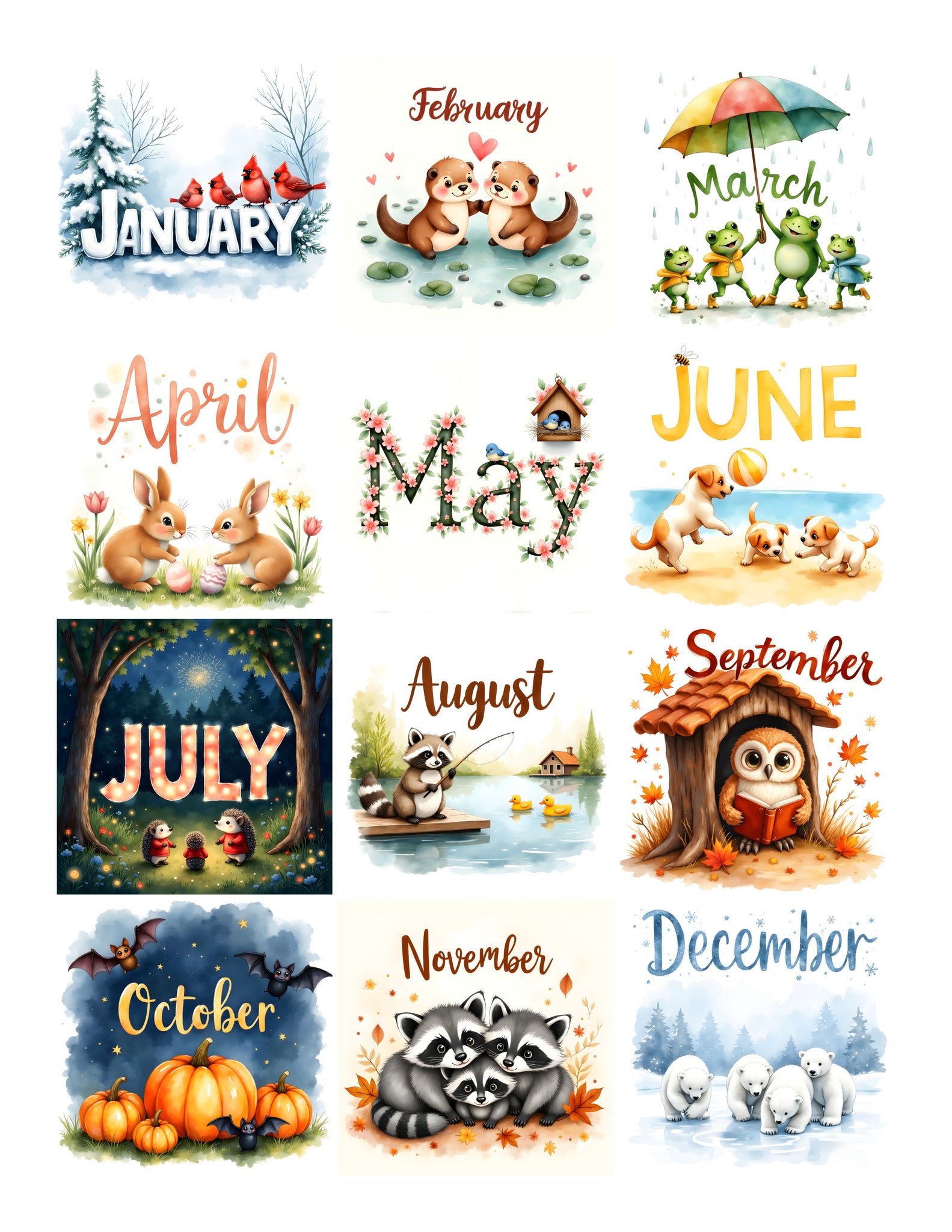 5x5 Woodland Calendar Ephemera Pack