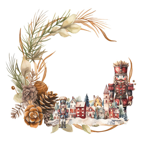 Christmas Village Wreath Ephemera