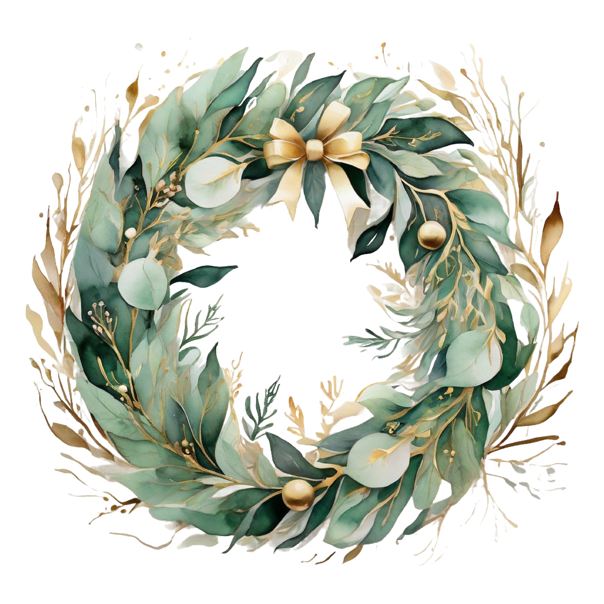 Golden Evergreen Wreath Ephemera