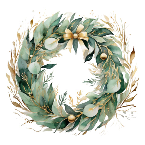Golden Evergreen Wreath Ephemera